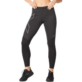 2XU Women's Ignition Shield Compression Tights - Powerful Support & Warmth - Black/Black Reflective