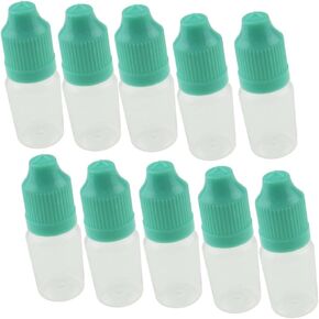 Plastic Dropper Bottle, 5ML Empty Squeezable Clear Liquid Drop Bottles with Childproof Cap, for Solvents, Essence(10PCS, Green Cap)
