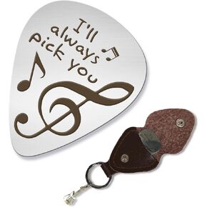 arricraft Guitar Picks, Stainless Steel Guitar Picks with PU Leather " I’ll Always Pick You" Guitar Accessories for Musician Guitar Player Birthday Christmas Graduation Gifts in Saudi Arabia