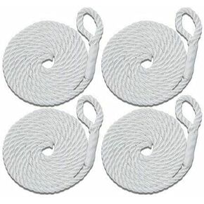Triple Braid Nylon Replacement 38 Inch - 7 Foot Boat Marine Fender Lines - Pack of Four, White