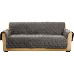 SureFit Microfiber Universal Cushion Sofa Quilted Furniture Throw Pet Couch Cover, Polyester, Machine Washable, One Piece, Dark Gray