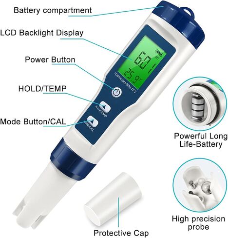 Digital pH Meter with ATC pH Tester, 3 in 1 pH TDS Temp 0.01 Resolution High Accuracy Pen Type Tester, Pocket Size Water Quality Tester for Drinking Water, Wine, Spas, Aquariums in Saudi Arabia