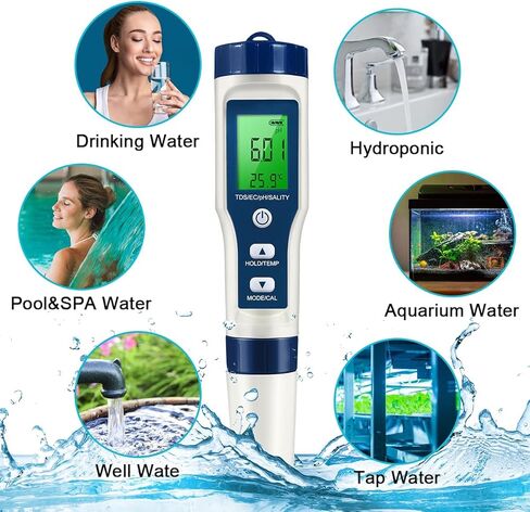 Digital pH Meter with ATC pH Tester, 3 in 1 pH TDS Temp 0.01 Resolution High Accuracy Pen Type Tester, Pocket Size Water Quality Tester for Drinking Water, Wine, Spas, Aquariums in Saudi Arabia
