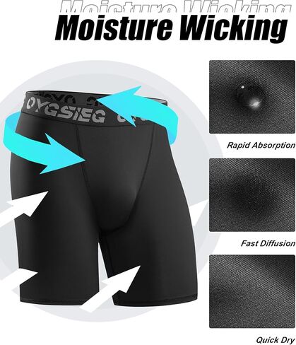 OYGSieg 3 قطع من السراويل الضاغطة للرجال من الألياف اللدنة ملابس داخلية رياضية للأداء، سراويل داخلية للتمرين in Kuwait