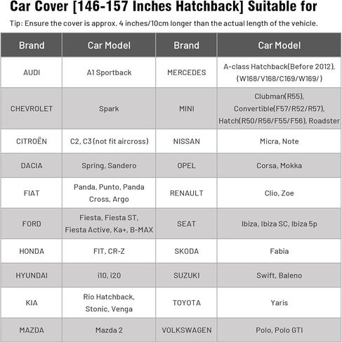 غطاء سيارة Favoto SUV مقاوم للماء - لجميع الأحوال الجوية للسيارات 6 طبقات شديدة التحمل في الهواء الطلق غطاء سيارة كامل للحماية من الشمس مع سحاب جانبي وأشرطة مقاومة للرياح، مناسب عالمي لسيارات الدفع الرباعي (188-198 بوصة) in Kuwait