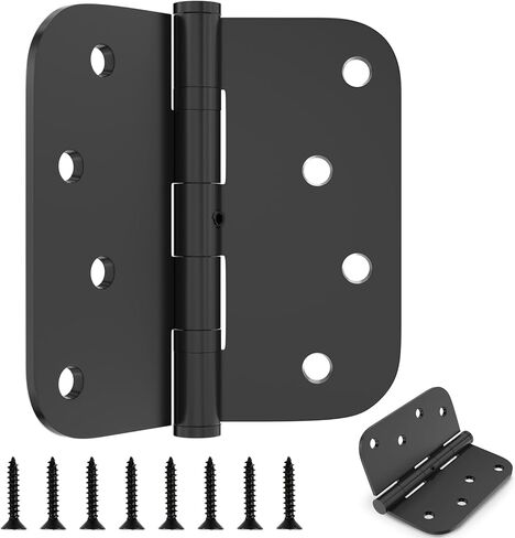 مفصلات أبواب من الفولاذ المقاوم للصدأ، مفصل باب خارجي/داخلي/أمامي مقاس 4 بوصات، مفصلات باب بزوايا نصف قطرها 5/8 بوصة مع دبابيس غير قابلة للإزالة ومفصلات شديدة التحمل (4 عبوات، فضي) in Kuwait