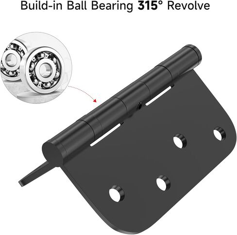 مفصلات أبواب من الفولاذ المقاوم للصدأ، مفصل باب خارجي/داخلي/أمامي مقاس 4 بوصات، مفصلات باب بزوايا نصف قطرها 5/8 بوصة مع دبابيس غير قابلة للإزالة ومفصلات شديدة التحمل (4 عبوات، فضي) in Kuwait