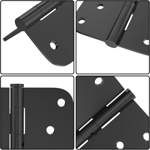 مفصلات أبواب من الفولاذ المقاوم للصدأ، مفصل باب خارجي/داخلي/أمامي مقاس 4 بوصات، مفصلات باب بزوايا نصف قطرها 5/8 بوصة مع دبابيس غير قابلة للإزالة ومفصلات شديدة التحمل (4 عبوات، فضي) in Kuwait