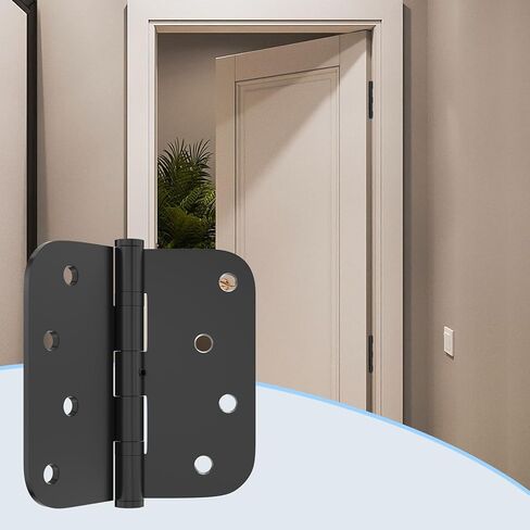 مفصلات أبواب من الفولاذ المقاوم للصدأ، مفصل باب خارجي/داخلي/أمامي مقاس 4 بوصات، مفصلات باب بزوايا نصف قطرها 5/8 بوصة مع دبابيس غير قابلة للإزالة ومفصلات شديدة التحمل (4 عبوات، فضي) in Kuwait