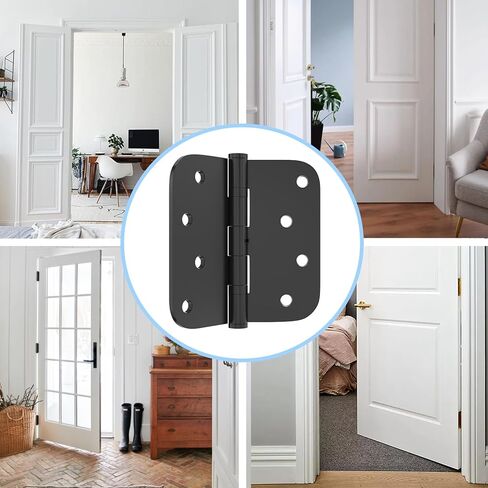 مفصلات أبواب من الفولاذ المقاوم للصدأ، مفصل باب خارجي/داخلي/أمامي مقاس 4 بوصات، مفصلات باب بزوايا نصف قطرها 5/8 بوصة مع دبابيس غير قابلة للإزالة ومفصلات شديدة التحمل (4 عبوات، فضي) in Kuwait