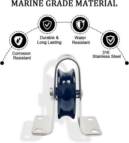 كتلة بكرة ثابتة للتركيب على الحائط للقوارب البحرية والإبحار والقوارب الشراعية وقوارب الكاياك وسحب ملحقات حبل الأسطوانة، تناسب حبل 1/4 بوصة واط in Kuwait
