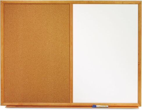 Quartet Combination Whiteboard & Corkboard, 3' x 2' Combo White Board & Cork Board, Black Frame (S563) in Saudi Arabia
