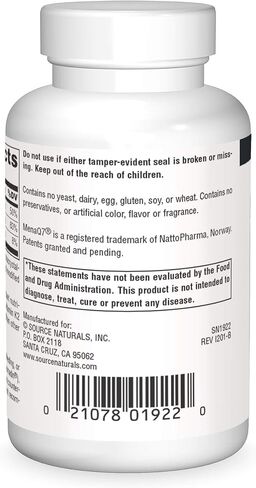 Source Naturals فيتامين K2 + D3 مجمع صحة العظام والقلب - 400 وحدة دولية فيتامين D3 و100 ميكروغرام فيتامين K2 (MK-7) مع الكالسيوم - 60 قرص in Saudi Arabia