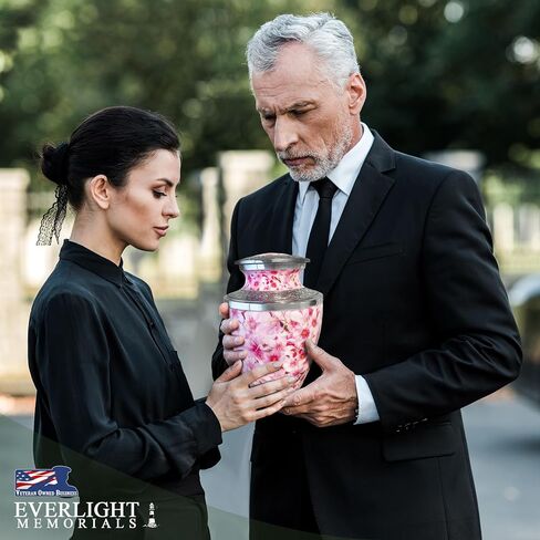 Cremation Urns for Human Ashes - Cherry Blossoms Large Decorative Urn for Adult Men & Women - Burial Urns for Adult Human Ashes in Saudi Arabia
