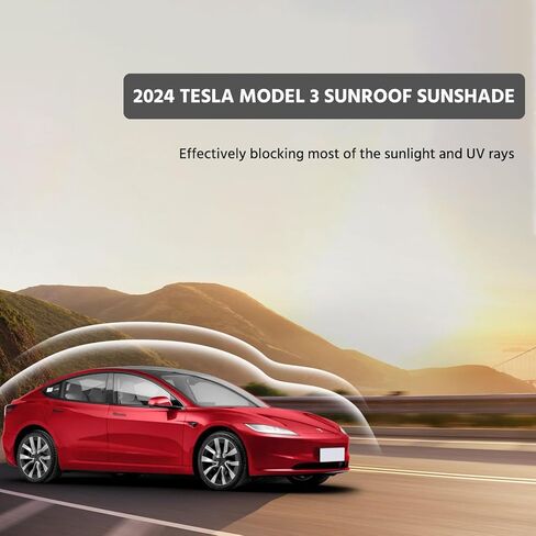 تسلا 2024 موديل 3 ظلة، 2024 موديل 3 سقف زجاجي مظلة فتحة سقف غطاء خلفي نافذة ظل شمس واقي من الشمس سقف متوافق مع تسلا موديل 3 2024 in Kuwait