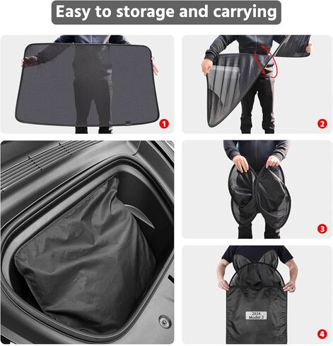 تسلا 2024 موديل 3 ظلة، 2024 موديل 3 سقف زجاجي مظلة فتحة سقف غطاء خلفي نافذة ظل شمس واقي من الشمس سقف متوافق مع تسلا موديل 3 2024 in Kuwait