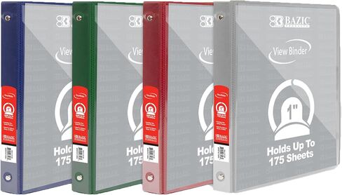 BAZIC 3 Ring Binder 1" Economy View Binders Organizer - Grey, Round Ring, Hold 175 Sheets Paper, for School Office Home, 1-Count in Kuwait