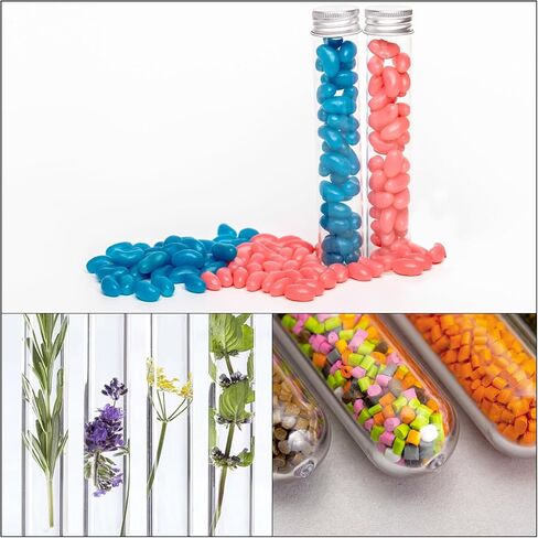 PATIKIL 80ml Plastic Test Tubes with Screw Caps, 10Pcs 128x33mm Tubes for Scientific Party Decoration Candy Bead Storage Bath Salt Lab Use, Silver Tone/Gold Tone in Saudi Arabia