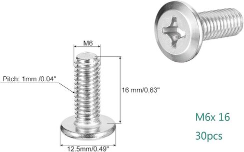 YXQ M6x16mm Machine Screws Pan Phillips Cross Head Screw 304 Stainless Steel Fasteners Bolts, 30Pcs in Saudi Arabia