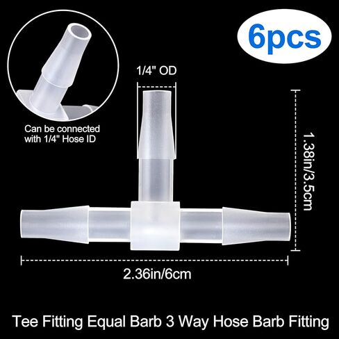 6 قطعة 1/4 "ID خرطوم بارب تركيبات ، T على شكل خرطوم بارب مع 3 طريقة الأنابيب موصلات الاتحاد محول لخرطوم أنبوب خط الهواء in Kuwait