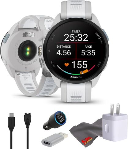 Garmin Forerunner 165 GPS Running Smartwatch, Fitness Tracker Smart Watch for Men and Women Bundle with Accessories - Mist Gray/Whitestone in Saudi Arabia