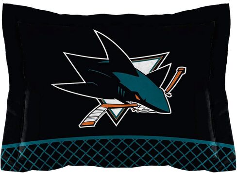 Northwest Officially Licensed NHL San Jose Sharks 'Draft' Full/Queen Comforter and 2 Sham Set, Black/Teal in Saudi Arabia