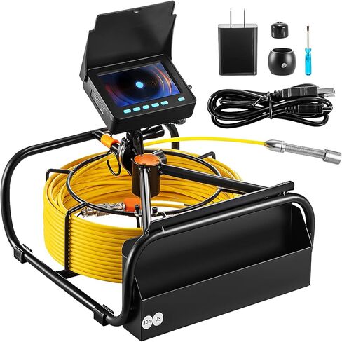 VEVOR Sewer Camera, 98.4 ft / 30 m Pipe Drain Inspection Camera, 4.3" Plumbing Camera with DVR Function and LED Lights, 16 GB SD Card, Waterproof IP68 Industrial Endoscope for Home Wall Duct Drain Pip in Saudi Arabia