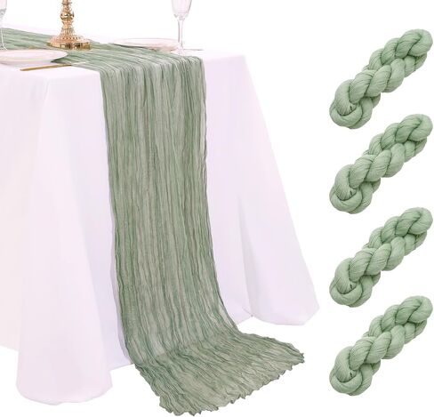 Sage Green Cheesecloth Table Runner 4 Packs 10ft long Gauze Table Runner Rustic Sheer Runner for Baby Shower Cake Table Decorations in Saudi Arabia