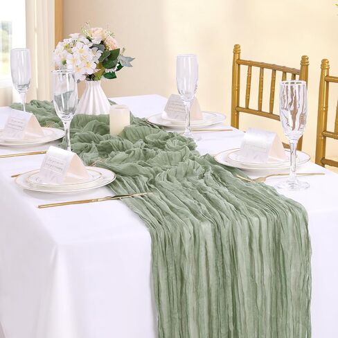 Sage Green Cheesecloth Table Runner 4 Packs 10ft long Gauze Table Runner Rustic Sheer Runner for Baby Shower Cake Table Decorations in Saudi Arabia