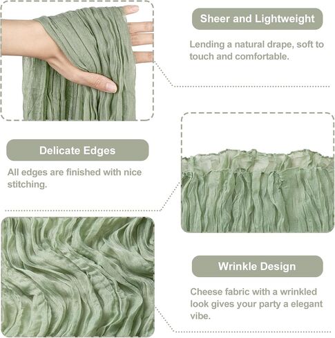 Sage Green Cheesecloth Table Runner 4 Packs 10ft long Gauze Table Runner Rustic Sheer Runner for Baby Shower Cake Table Decorations in Saudi Arabia