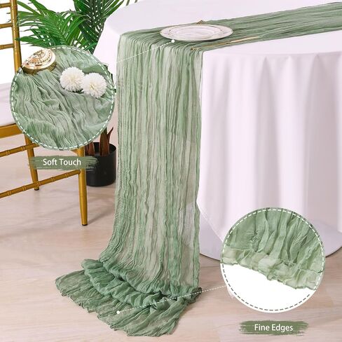 Sage Green Cheesecloth Table Runner 4 Packs 10ft long Gauze Table Runner Rustic Sheer Runner for Baby Shower Cake Table Decorations in Saudi Arabia