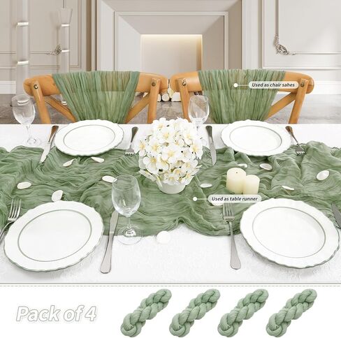 Sage Green Cheesecloth Table Runner 4 Packs 10ft long Gauze Table Runner Rustic Sheer Runner for Baby Shower Cake Table Decorations in Saudi Arabia