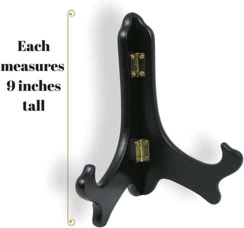 BANBERRY DESIGNS Black Wooden Easels Premium Quality Folding Display Stand 9" H Set of 2 Easels Ideal for Large Sized Plates Plaques Books Tiles in Saudi Arabia