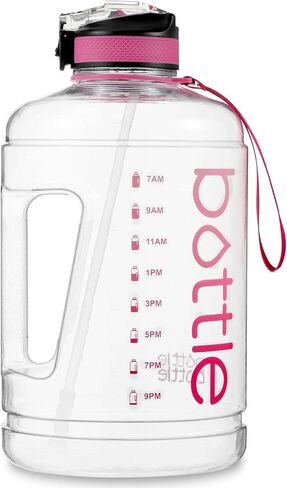 BOTTLE BOTTLE Large 1 Gallon Water Bottle with Straw & Big Handle, Gallon Water Bottle Motivational with Time Marker, BPA Free Leakproof Water Bottle for Fitness and Outdoor Sports in Saudi Arabia