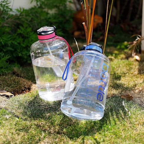 BOTTLE BOTTLE Large 1 Gallon Water Bottle with Straw & Big Handle, Gallon Water Bottle Motivational with Time Marker, BPA Free Leakproof Water Bottle for Fitness and Outdoor Sports in Saudi Arabia
