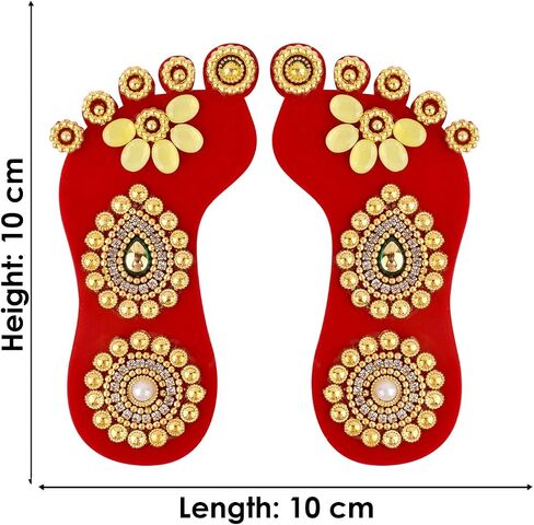 SATVIK 1 Pc Set of Acrylic Lakshmi Mata Charan Paduka Sticker Diwali Festival Decoration with Stone Moti Mandir Home Office Floor Festival Pujan Home Floor Kolam Shubh Labh Rangoli Stickers (DESIGN 2) in Saudi Arabia