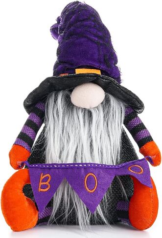 2 Pack Halloween Gnomes with LED Light Handmade Witch Doll Plush Swedish Scandinavian Tomte Elf for Shelf Table Decorations in Saudi Arabia