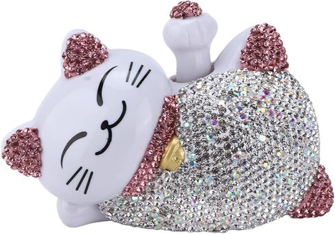 4.13×2.36×2.76in Solar Feng Shui Lucky Cat Rhinestone PVC Material Japanese Maneki Neko Waving Hand Fortune Cat for Car Interior Decoration Desktop Ornaments,Bring Good Luck Wealth (Pink) in Saudi Arabia