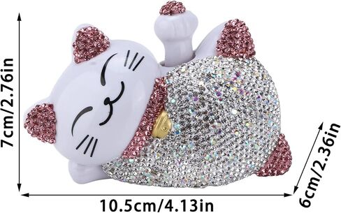 4.13×2.36×2.76in Solar Feng Shui Lucky Cat Rhinestone PVC Material Japanese Maneki Neko Waving Hand Fortune Cat for Car Interior Decoration Desktop Ornaments,Bring Good Luck Wealth (Pink) in Saudi Arabia
