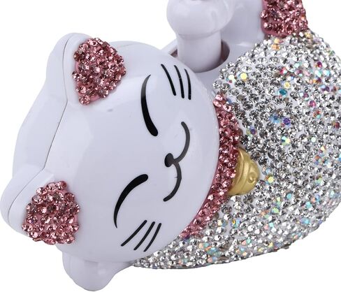 4.13×2.36×2.76in Solar Feng Shui Lucky Cat Rhinestone PVC Material Japanese Maneki Neko Waving Hand Fortune Cat for Car Interior Decoration Desktop Ornaments,Bring Good Luck Wealth (Pink) in Saudi Arabia