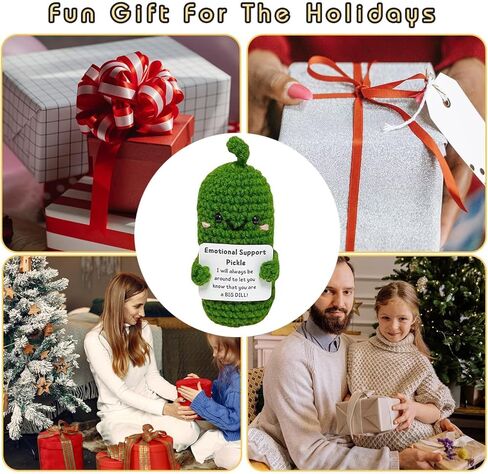 خيار إيجابي مضحك من WANTY، خيار كروشيه مقاس 4.3 بوصة مع بطاقات إيجابية ووعاء عباد الشمس، هدية رائعة من الكروشيه الإيجابي لأصدقاء عيد الأب في مكتب ديكور المنزل in Kuwait