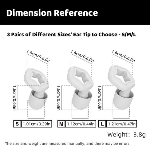 Silicone Ear Plugs for Sleeping, Washable & Reusable Noise Cancelling Reduction Earplugs for Swimming, Snoring, Working, Concerts, Study, 3 Sizes Ear Tip S/M/L (Black) in Saudi Arabia