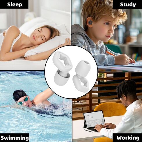Silicone Ear Plugs for Sleeping, Washable & Reusable Noise Cancelling Reduction Earplugs for Swimming, Snoring, Working, Concerts, Study, 3 Sizes Ear Tip S/M/L (Black) in Saudi Arabia