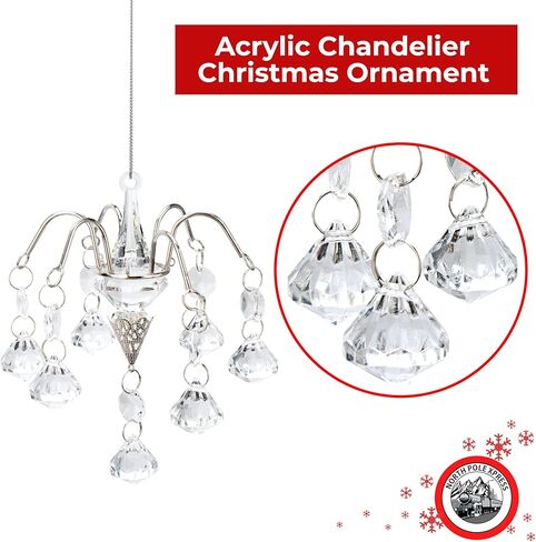 زخرفة عيد الميلاد الثريا البلاستيكية - زينة عيد الميلاد - زينة شجرة عيد الميلاد على شكل قطرة كريستال أكريليك - زينة شجرة عيد الميلاد - زخارف خزانة للفتيات - ديكور عيد الميلاد للسيارة in Kuwait