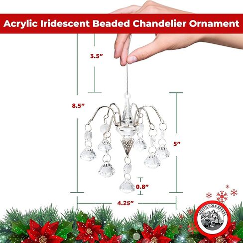 زخرفة عيد الميلاد الثريا البلاستيكية - زينة عيد الميلاد - زينة شجرة عيد الميلاد على شكل قطرة كريستال أكريليك - زينة شجرة عيد الميلاد - زخارف خزانة للفتيات - ديكور عيد الميلاد للسيارة in Kuwait