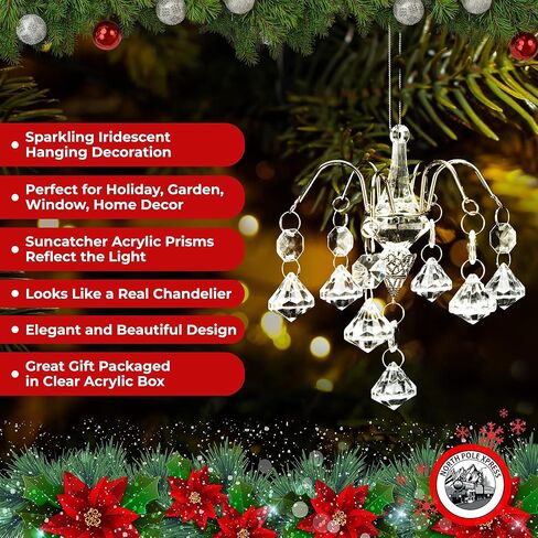 زخرفة عيد الميلاد الثريا البلاستيكية - زينة عيد الميلاد - زينة شجرة عيد الميلاد على شكل قطرة كريستال أكريليك - زينة شجرة عيد الميلاد - زخارف خزانة للفتيات - ديكور عيد الميلاد للسيارة in Kuwait