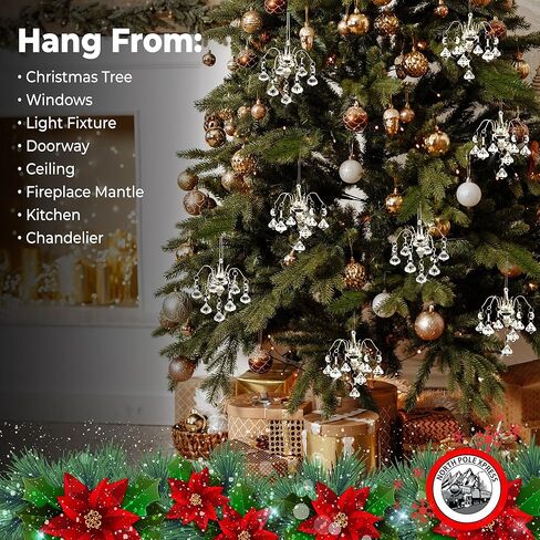 زخرفة عيد الميلاد الثريا البلاستيكية - زينة عيد الميلاد - زينة شجرة عيد الميلاد على شكل قطرة كريستال أكريليك - زينة شجرة عيد الميلاد - زخارف خزانة للفتيات - ديكور عيد الميلاد للسيارة in Kuwait