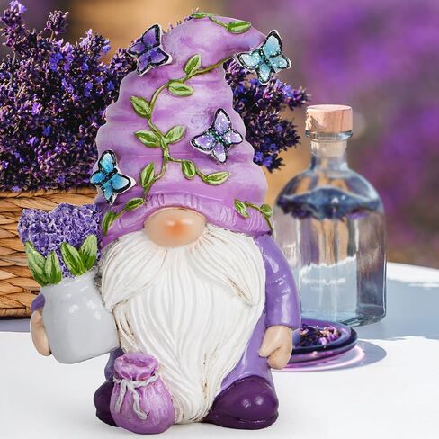 Hodao Lavender Gnomes Decorations - Spring Garden Decorations - Indoor/Outdoor Ornament - Perfect Home Decor Gift Choice (Purple) in Saudi Arabia