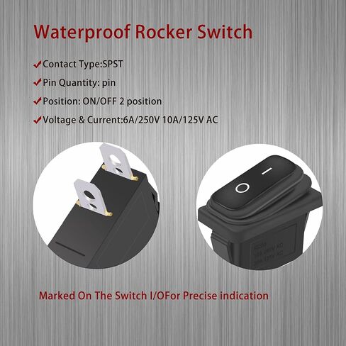 weideer 4Pcs Waterproof Rocker Switch on/off/on 3Pin 3Position SPDT AC 6A 250V 10A 125V Boat Switch KCD3-103-W in Saudi Arabia