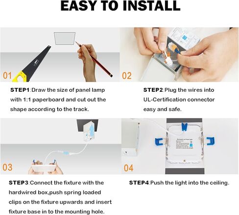 4 Inch Square Led Recessed Ceiling Light Black with Junction Box,Dimmable Ceiling Light Selectable 2700K-5000K,Square Recessed Led Lighting for Shower,Square Recessed Lighting(1 Pack) in Kuwait